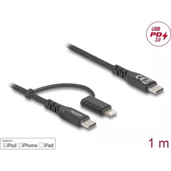 DeLOCK USB Cable USB 2.0 1m USB C USB C/Lightning Black