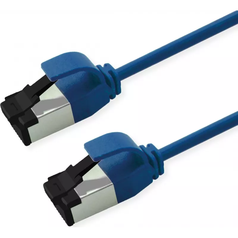 ROLINE S/FTP Patch Cable Cat.8.1, Slim, PoE, Blue, 0,3m (21.15.3446)