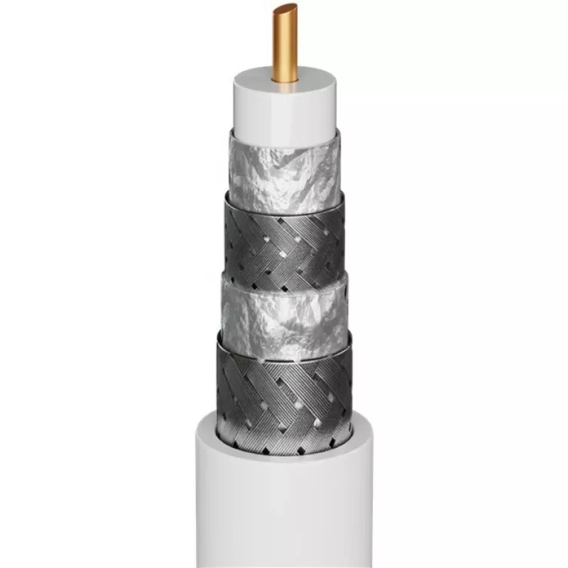 Goobay TV Antenna Cable (135 dB Type), 4x Shielded, 2 m, Black - Gold-Plated, Koax-Socket > Coax Plug (70367)