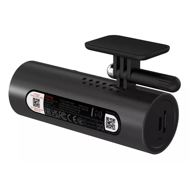 Dashcam 70mai M200 car camera, 1080p Full HD 1920×1080, H.265, 60 fps, 300 mAh battery, Wi‑Fi, microSD up to 128 GB, aperture f/1.8, black