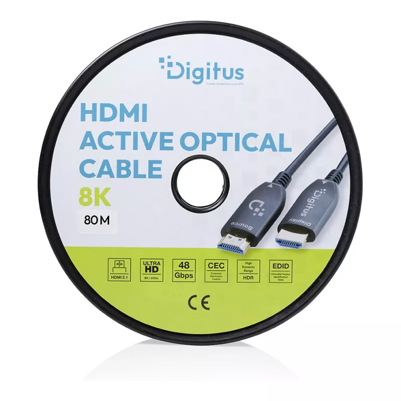 HDMI AOC hybrid fiber optic cable DIGITUS UHD 8K, 80 m
