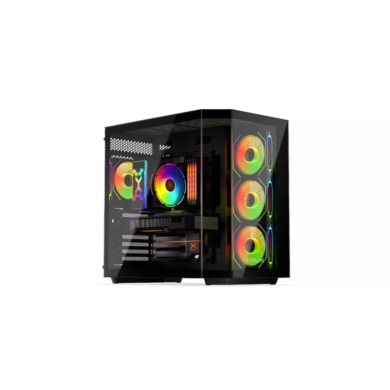 PC tower case KRUX Empero KRXD010, ATX, black — supports GPUs up to 420 mm, CPU coolers up to 155 mm, 2x 3.5 inch + 3x 2.5 inch bays