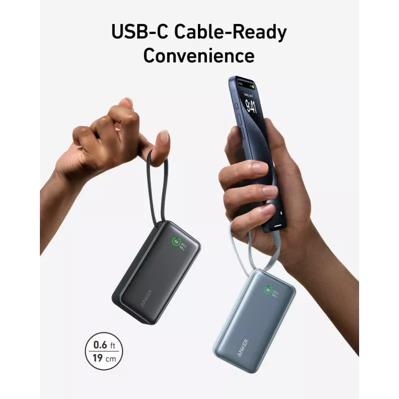 Powerbank 545 NANO 30W 10000mAh Built-In USB-C cable, black