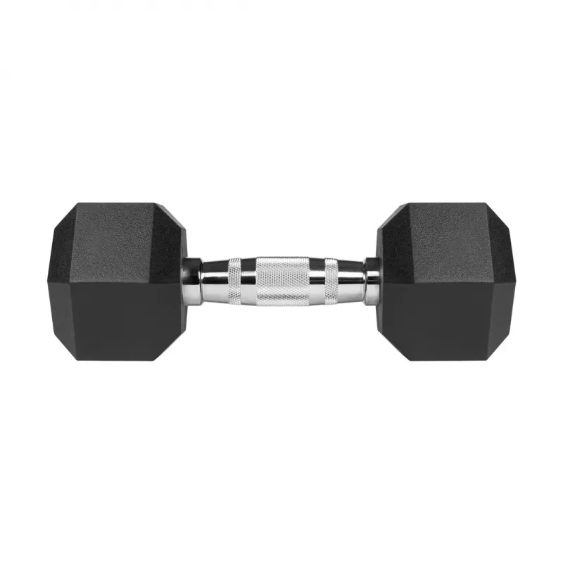 Rubberized cast iron dumbbells HEX 2x6 kg REBEL ACTIVE