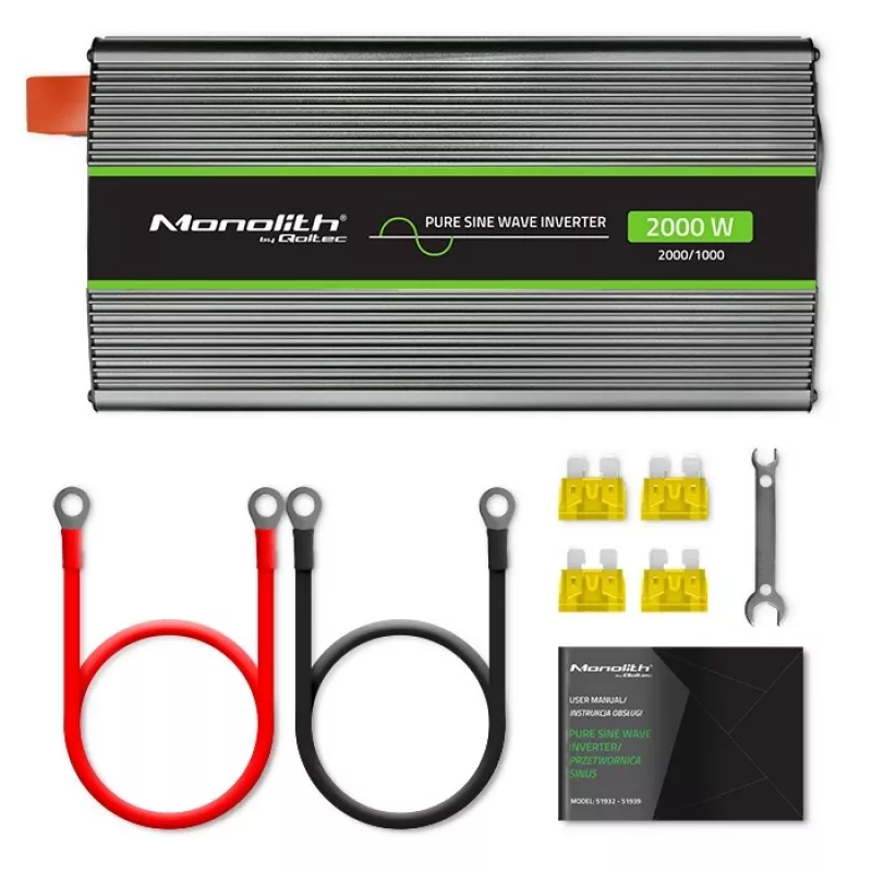 Car inverter Qoltec Monolith 2000 W Black 24 V