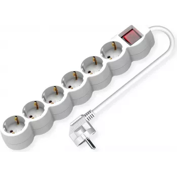VALUE Power Strip long/Round+Sw. White 6x CEE 7/7 1.5m - Power Strip (19.99.0955)