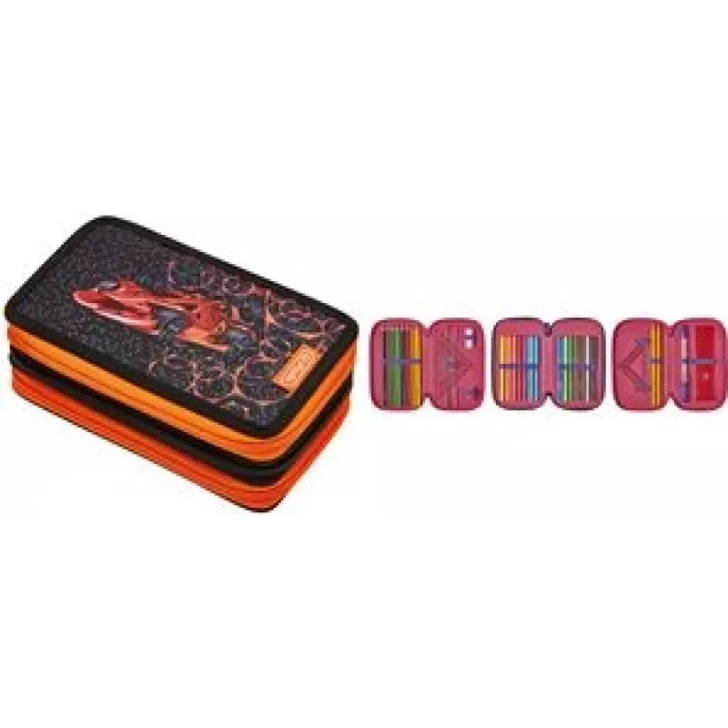 Pencil Case Herlitz 50038794 Soft Polyester Black Orange 190x115x70mm