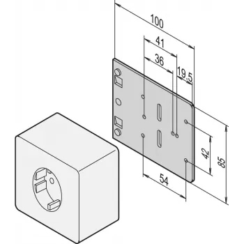 SCHROFF Mounting Plate for Single Sockets - Mounting Plate Socket Outlet (20118537)