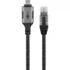 Ethernet-Cable USB-C 3.2 Gen2 Plug > RJ-45 Plug, LAN-Adapter black/Silver, 3 Meter, braided textile jacket