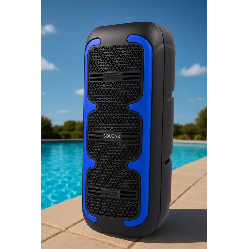 Portable stereo speaker SQUEAK SQ1009 — Bluetooth 5.3, 45W RMS, 10h battery, FM, USB, AUX, LED, 1800 mAh, Black
