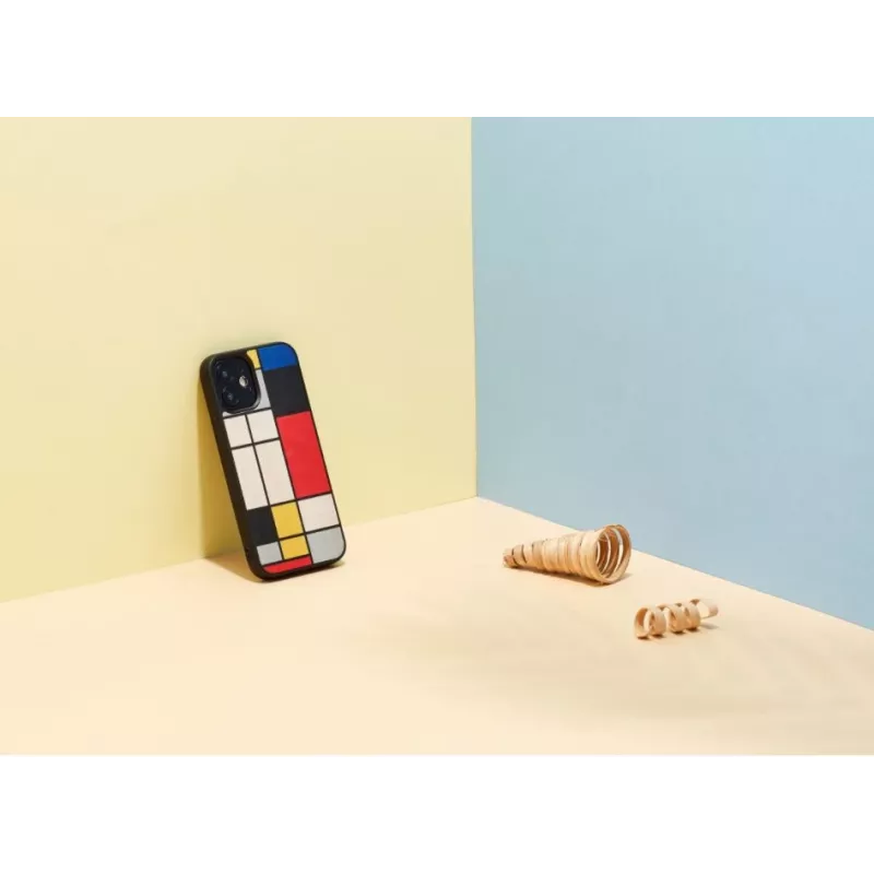 Phone case Man and Wood for iPhone 12 mini — wooden back, black frame