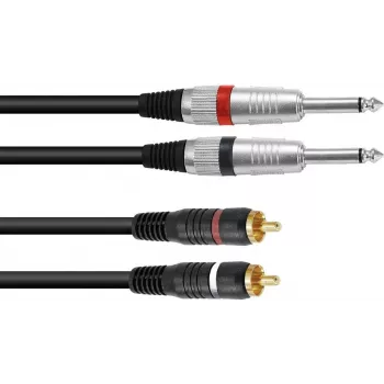 Audio adapter cable Omnitronic 1.0 m — 2×3.5 mm jack to 2×RCA (model 30225212)
