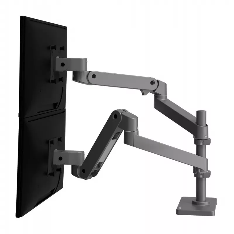 Ergotron LX Pro - Mounting Kit (Doppelarm) - for 2 LCD-Displays - perforated-plate mounting - Aluminium - Dark Grey - Screen Size: to 61 cm (to 24 inch)