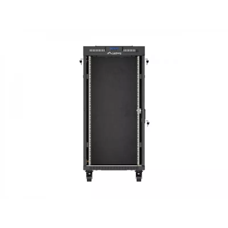 Network Rack Cabinet LANBERG 19 inch 24U 600x800 mm black with glass door and LCD cutout (Flat Pack) v2