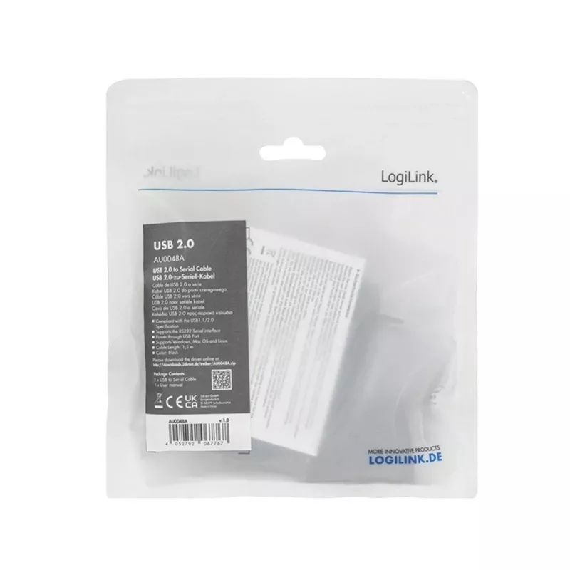 LogiLink AU0048A Serial Cable Black 1.5 m USB A DB-9
