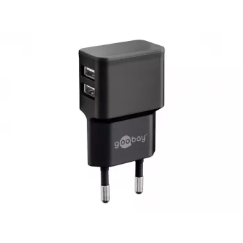 Wentronic goobay Dual USB charger - Power Supply - 12 Watt - 2,4 A - 2 Output Ports (USB) - Black (44951)