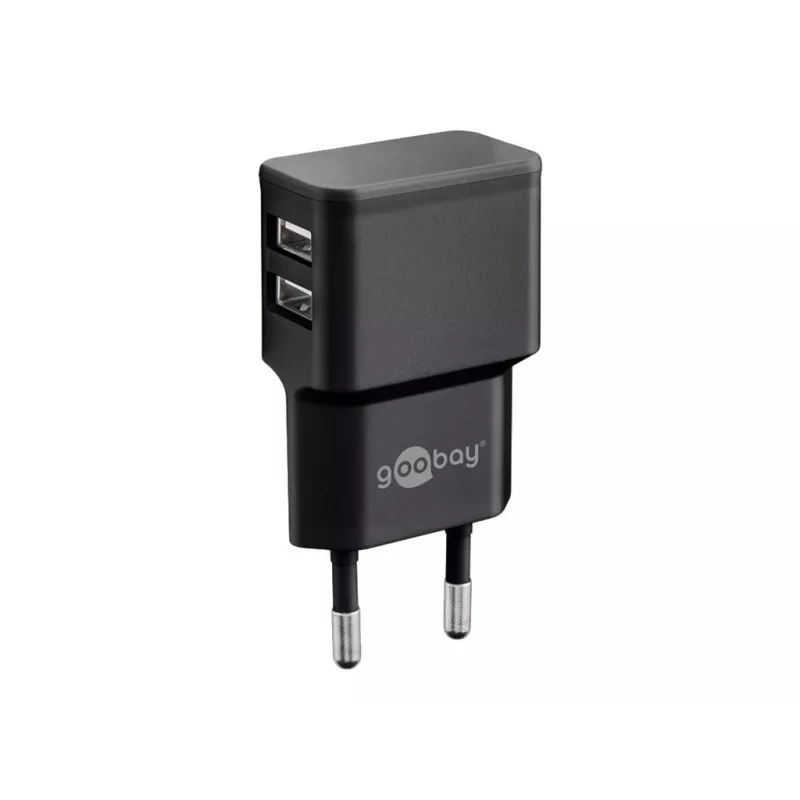 Wentronic goobay Dual USB charger - Power Supply - 12 Watt - 2,4 A - 2 Output Ports (USB) - Black (44951)