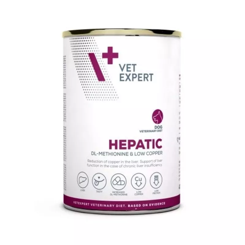 Wet dog food VETEXPERT Veterinary Diet Hepatic for dogs, 400 g, hepatic support, meat flavor