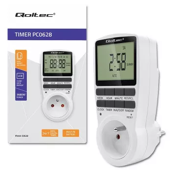 Electronic timer QOLTEC PC0628 with LCD display, 24-hour countdown