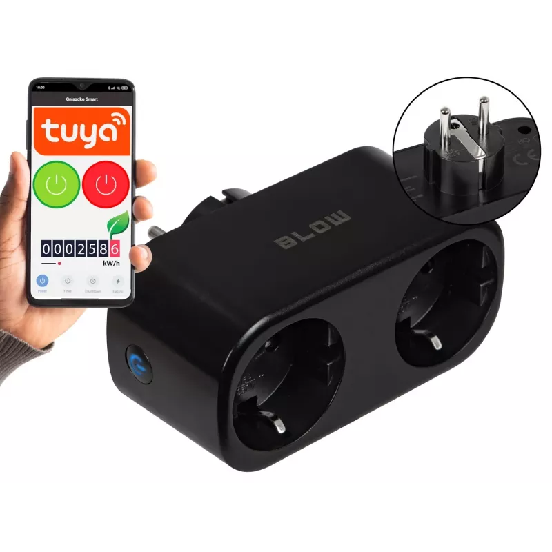 TUYA WiFi-controlled double smart socket, black