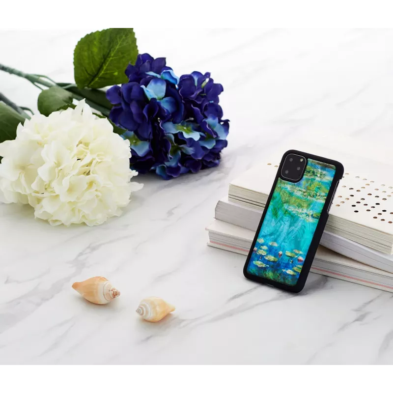 Phone case iKins for iPhone 11 Pro Max — water lilies design, black