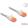 Network Cable DeLOCK RJ45 Cat.6A 0.5m Transparent