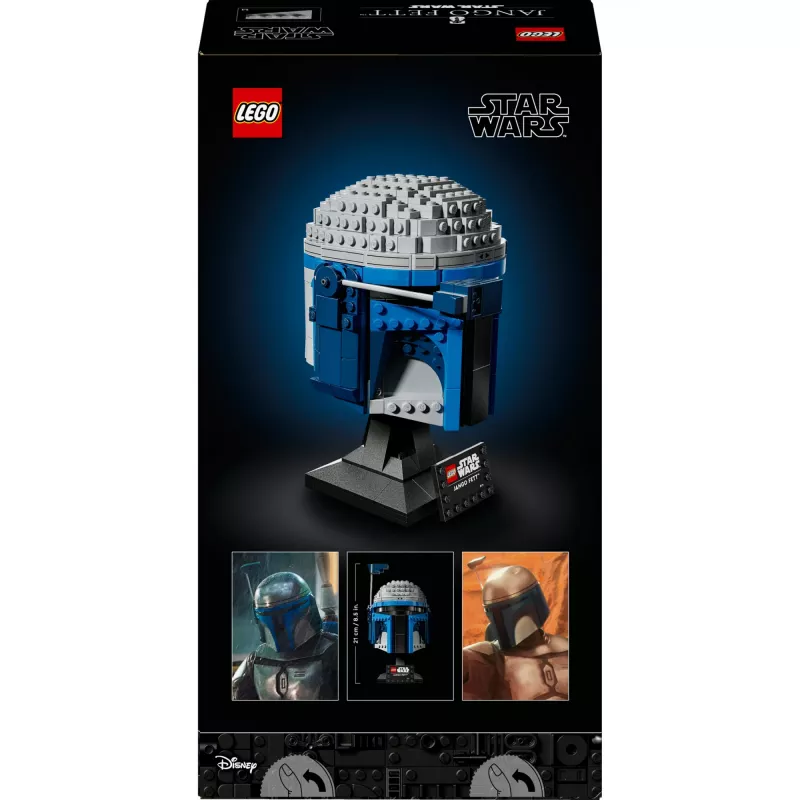 Collectible LEGO Star Wars helmet accessory Jango Fett 75408 — 616 pieces, 210×120×110 mm display model