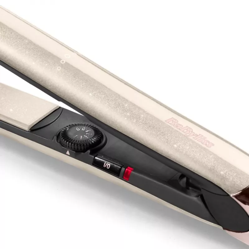 Straightening iron BABYLISS ST914PE — ceramic/titanium plates, 13 heat levels, 100–240V, Beige/Copper