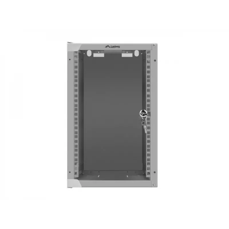 Lanberg WF10-2309-10S 9U 10 inch Wall-Mounted Rack Cabinet, 280x310x469 mm, 20 kg Load, Grey, Lockable Glass Door