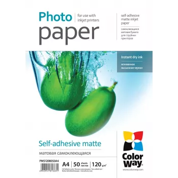 Self-adhesive matte photo paper ColorWay PMS1208050A4 120 g/m² A4