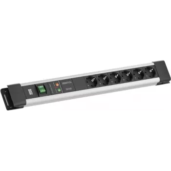 Power strip Bachmann CONNECTUS with 6x CEE7/3 sockets, 1x GVS, 1x switch, 2.0 m cable, gray