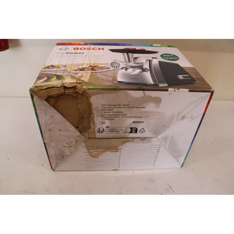 Meat Grinder Bosch MFW67440 ProPower — 2000 W, 1 speed, 3.5 kg/min, black (damaged packaging)