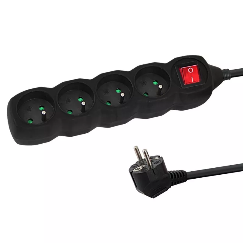 Power extension cord ESPERANZA ELK212K — 1.5 m cable, 4 Type E AC outlets, indoor, black