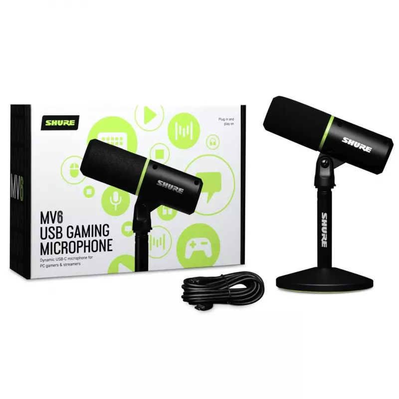 Shure MV6 - USB-C cardioid dynamic microphone for gamers and streamers