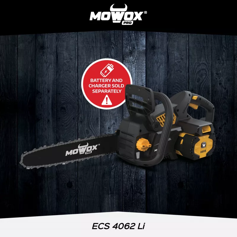 Hand-held battery chain saw MoWox ECS 4062 Li — 62 V lithium-ion, tool-less chain tension (body only, no battery/charger)