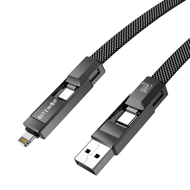 4-in-1 cable BlitzWolf BW-HDC7 — USB-C, Lightning, USB-A, Micro-USB 1.2m 240W black