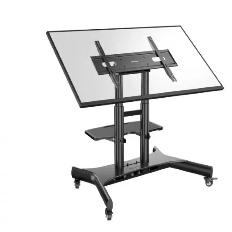 TV mobile stand ONKRON TS1380-B for 50–83 inch TVs, black, height-adjustable, wheeled base
