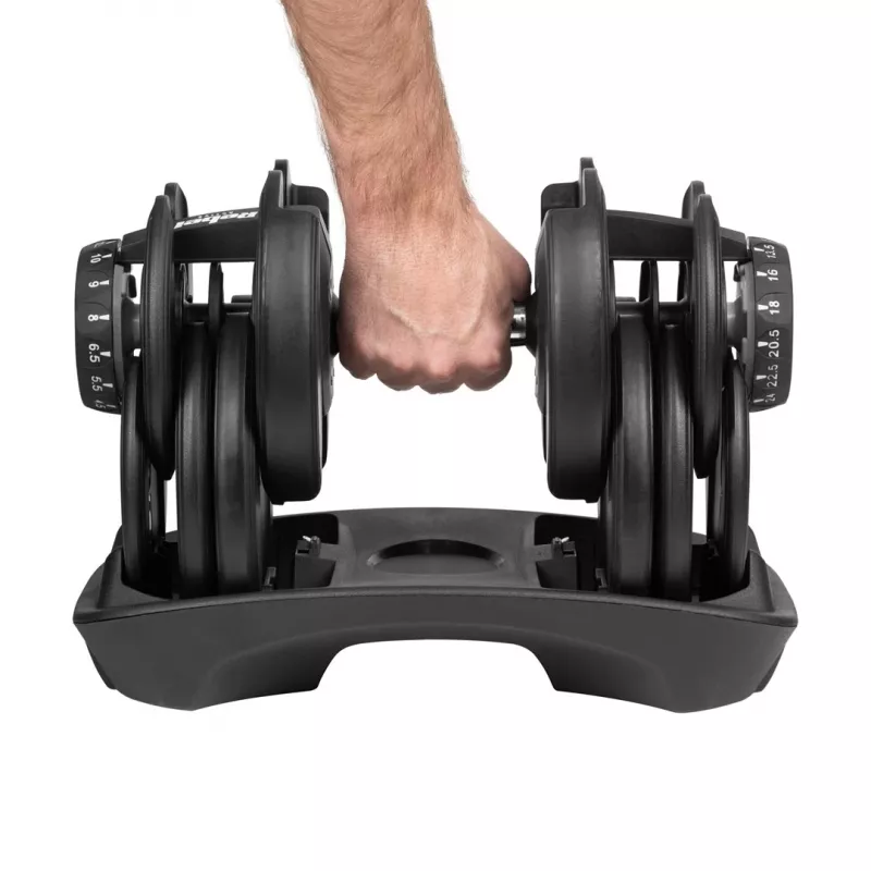 Adjustable cast iron dumbbell Rebel RBA-2303 — up to 24 kg, black, single-piece