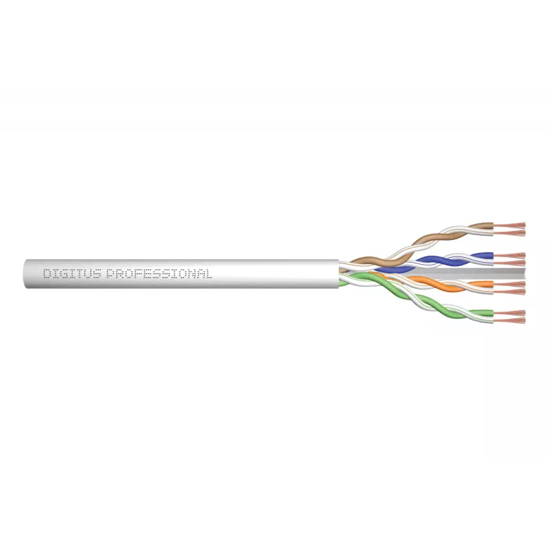 Network Cable Digitus CAT 6A U/UTP twisted pair patch cord raw 100m Grey
