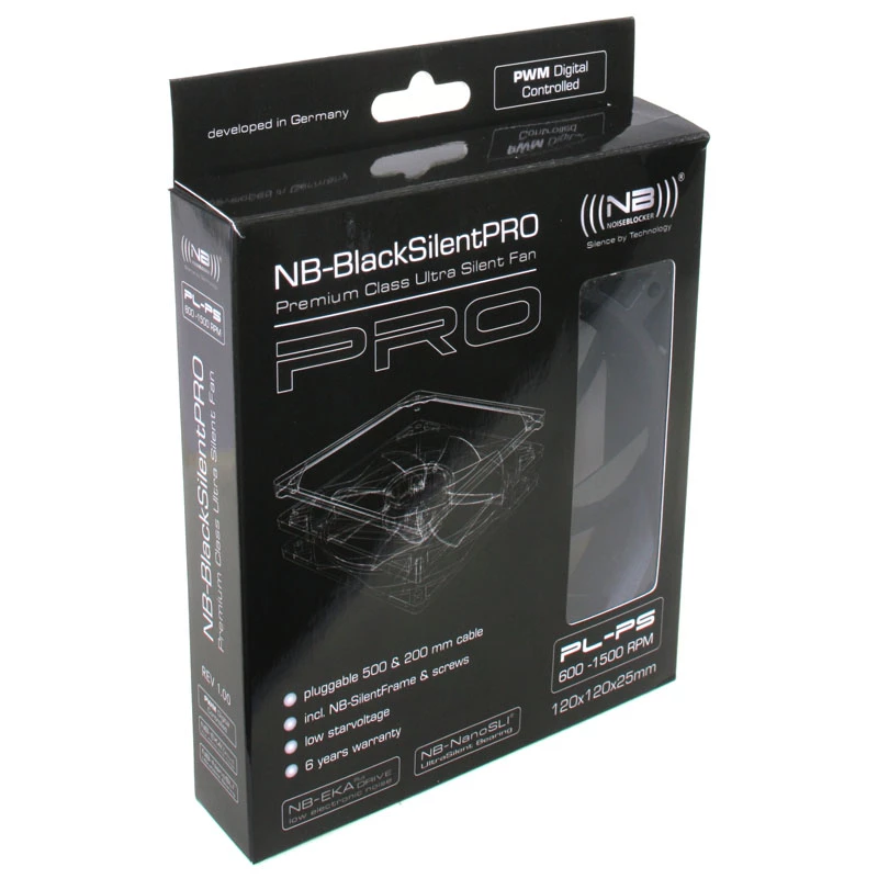 Computer case fan NoiseBlocker BlackSilentPro PLPS 120 mm, 1500 RPM, 100 m³/h, 4.5 V, black