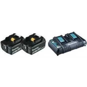 Makita DC18RD - Battery Charger + Battery 2 x - Li-Ion - 5 Ah - 90 Wh - for Makita DHR263Z, DHR263ZJ, DHR264Z, DHR264ZJ, DUH651Z, DUR364LZ (197629-2)