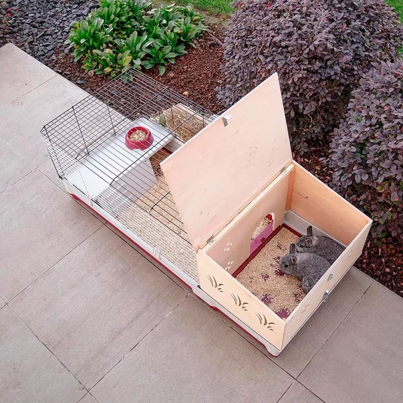 Cage Ferplast Krolik 140 Plus for Rabbit, Grey/Red, W1420×D600×H500 mm, Metal/Plastic