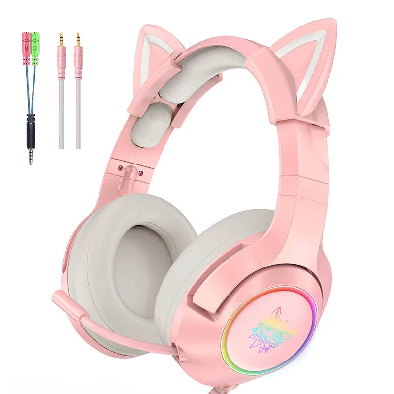 Headphones Onikuma K9 Pink RGB Gaming Headphones