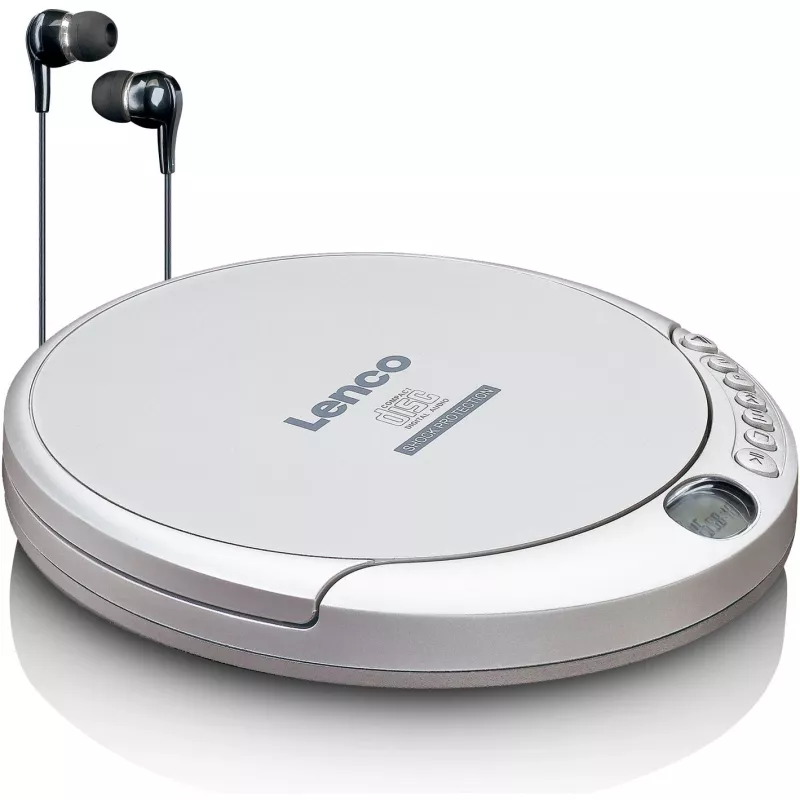 Lenco CD-201SI Portable CD player with audiobook and charging function, silver