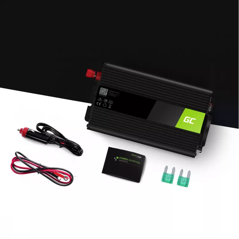 Power inverter Green Cell INV14 300W DC 24V to 230V with USB, Type E plug, active cooling
