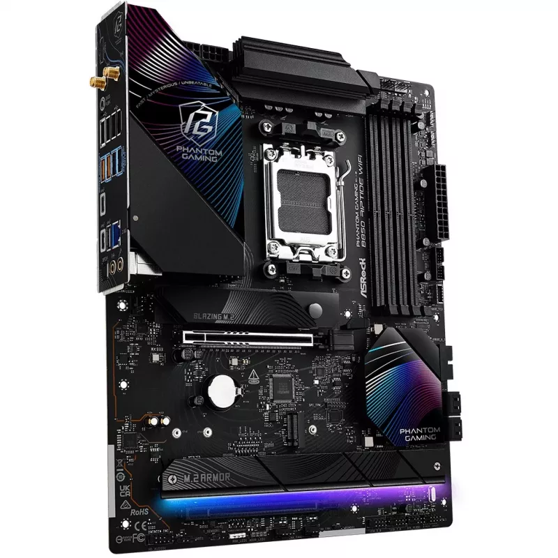 Motherboard ASRock Phantom Gaming B850 Riptide WiFi — AMD B850, Socket AM5, ATX, DDR5, 4x M.2, Wi‑Fi 7, 2.5Gb LAN