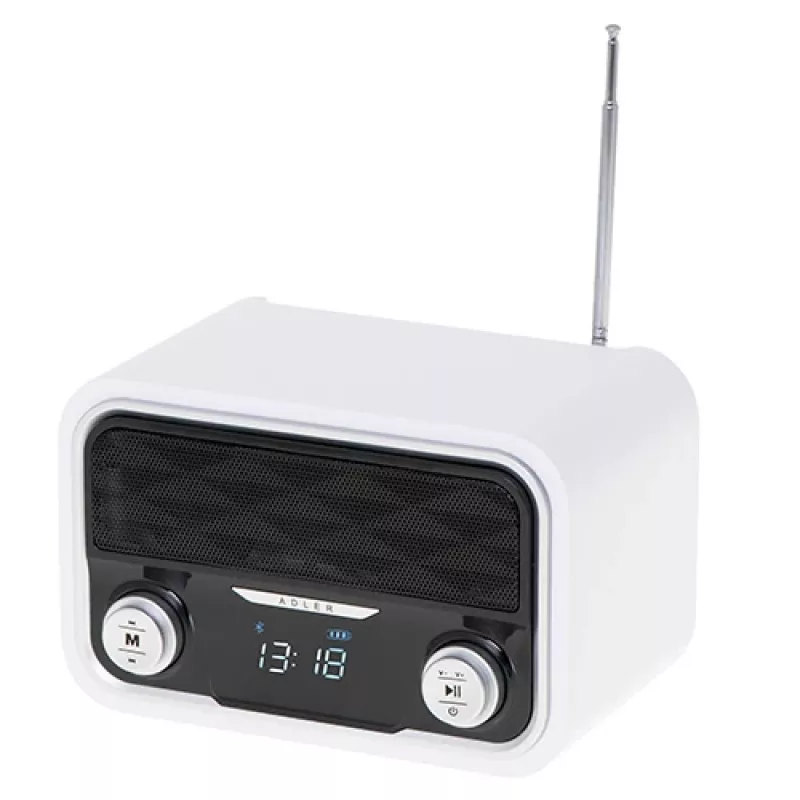 Portable radio Adler AD 1185 — FM, Bluetooth 4.0, MP3, SD card, AUX, 1800 mAh battery, LCD display, micro-USB charging