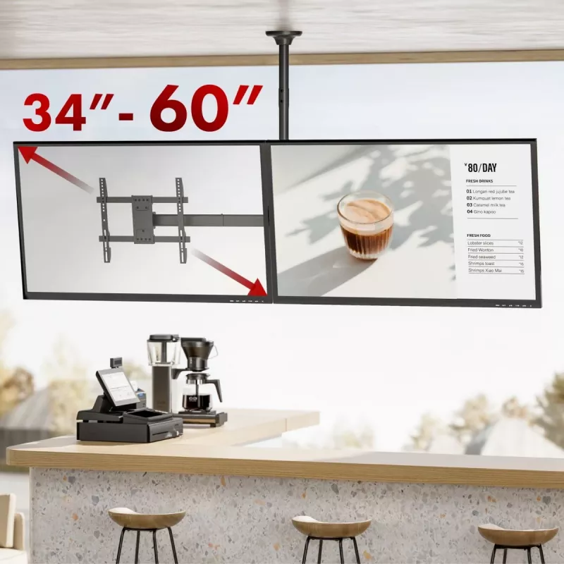 Ceiling mount MACLEAN MC-111 B for two TVs, max load 2×40 kg, max VESA 600×400
