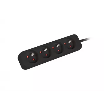 Power Extension Lanberg PS0-04E-0100-IEC-BK 1m 4 AC Outlets Indoor Black