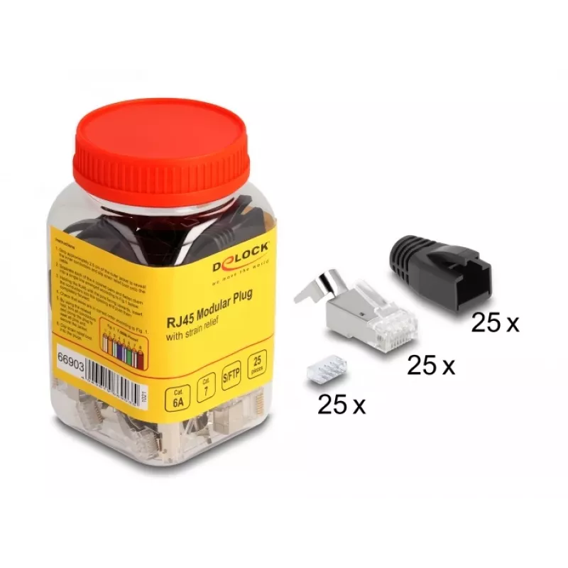 DeLOCK 66903 wire connector RJ-45 Black Metallic Male 25 pcs